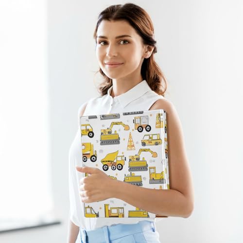 Pattern Cute Construction Vehicles Round Ring Binders 1.5 Inch 3 Ring Binder with Clipboard Holds 200 Sheets Office Home School - color: Multicolored 12