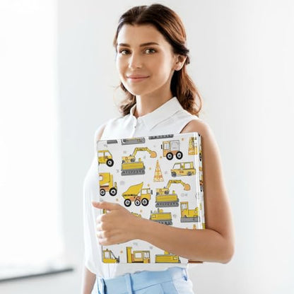 Pattern Cute Construction Vehicles Round Ring Binders 1.5 Inch 3 Ring Binder with Clipboard Holds 200 Sheets Office Home School - color: Multicolored 12