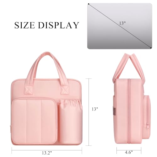 Upgraded Zipper Binder | 3-Inch & 2-Inch O-Rings, 600 Sheet Capacity Trapper Keeper with 13 Inch Laptop Sleeve & Water Bottle Holder, Binder Bag with Multi-Pockets & Shoulder Strap (Pink) - color: Pink
