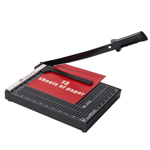 ISDIR 12 Inch Paper Trimmer with Automatic Security Safeguard and Side Ruler for A4, Craft Paper, Label, Photo and Cardstock - Ideal for Scrapbooking and DIY Projects(Black) (12"Black5) - color: 12"black5