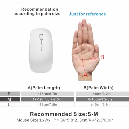 HOTDREAM Bluetooth Rechargeable Mouse for iPad Air/iPad Pro/Laptop/Tablet/iPhone/PC,Mac,MacBook,Silver - color: Silver