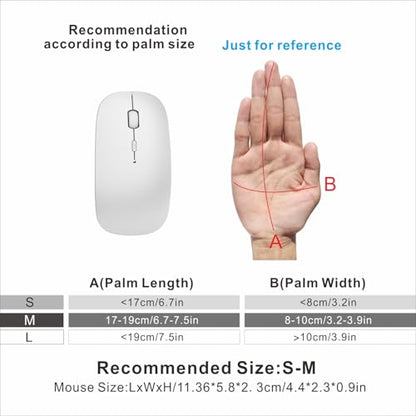 HOTDREAM Bluetooth Rechargeable Mouse for iPad Air/iPad Pro/Laptop/Tablet/iPhone/PC,Mac,MacBook,Silver - color: Silver