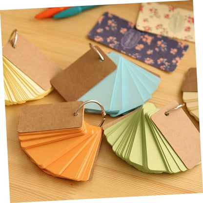 SECFOU 5pcs Portable Flash Cards with Binder Rings Pre-Hole Punched Blank Notecards for Studying DIY Memory Cards for School and Office Use