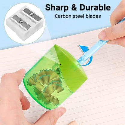 Pencil Sharpener with 2 Holes for Standard and Colored Pencils(Green)