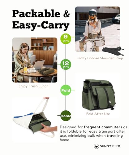 SUNNY BIRD Large Lunch Bag, Thermally Insulated Soft Cooler with Shoulder Strap for Women, Men (Khaki Green) - color: Khaki Green