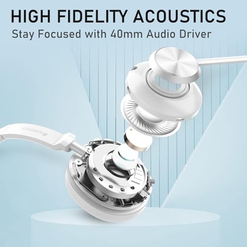 Wireless Headset with Mic for Work, Bluetooth Headphone with Microphone, AI Noise Canceling Mic & Mute, Wireless Headset with USB Dongle & Charging Dock for PC/Cell Phones/Call Center/Teams
