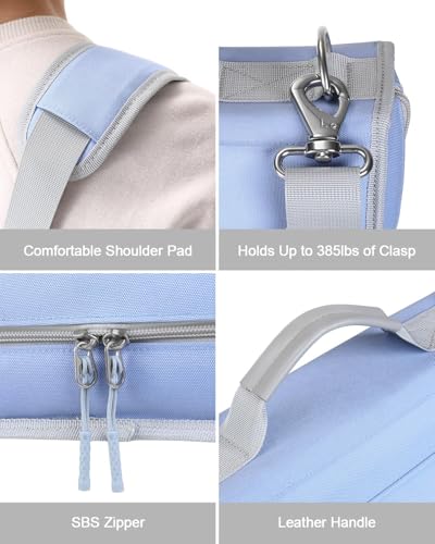 3" D-ring Zipper Binder with 700+ Sheets Capacity | 3-ring Zip Up Binder with Shoulder Strap for School, College, Office, Compatible with 13" MacBook/Tablet (Light Blue) - color: Light Blue