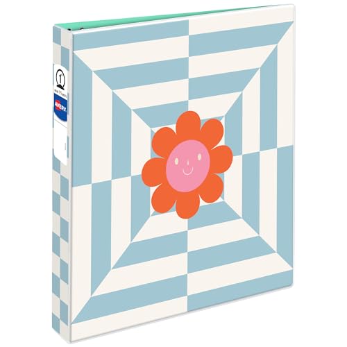 Avery 3 Ring Binder, 1 Inch Round Rings, Retro Collection, Flower Power (26802) - size: 1"
