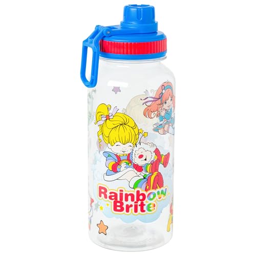 Silver Buffalo Rainbow Brite and Twink, Plastic Water Bottle, 32oz | Twist Spout, Includes Sticker Set, You Stick Yourself, 0.95 Liters - color: Rainbow Brite