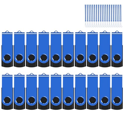 2GB 20-Pack USB Flash Drives Bulk EASTBULL USB 2.0 Thumb Drive,Blue | Swivel Pen Drive with Lanyards for Data Storage 2GB 20 Packs Bulk Thumb Drives, Blue - color: 20PCS-Blue, size: 2GB