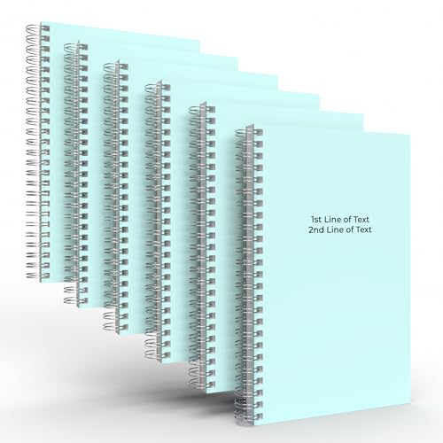 Custom Spiral Notebook Journals with a Pastel Blue Colored Cover - 6 Pack of 5" x 8" – College Ruled, Hard Cover, 50 Sheets Per Book – For Journaling, Office, School Supplies, etc. - color: Pastel Blue, size: 5" x 8"