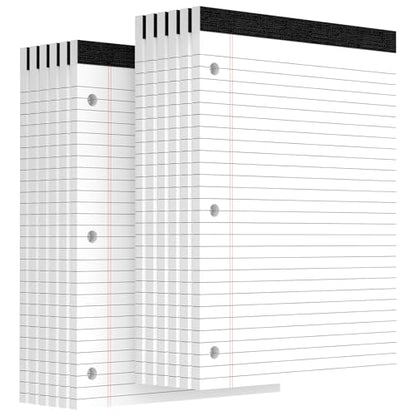 3 Hole Legal Pad 8.5 x 11, 12 Pack White Note Pads, Notebook Paper Wide Ruled, Writing Paper Pads, Notepads with Binder Holes, Lined Paper 8.5x11, Ideal for School, Home, Office, 30 Sheets/Pack - style: 12 Pack-30 Sheets/Pad-White