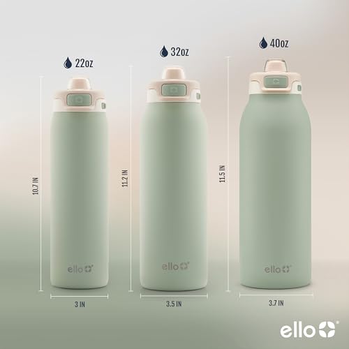Ello Pop & Fill Insulated Stainless Steel Water Bottle with Quick Fill Lid, Leakproof Locking, Sip or Chug Spout, BPA-Free, Double Wall Vacuum Insulated for Sports, Travel & School- 22oz / 32oz / 40oz - color: Pistachio, style: 40oz