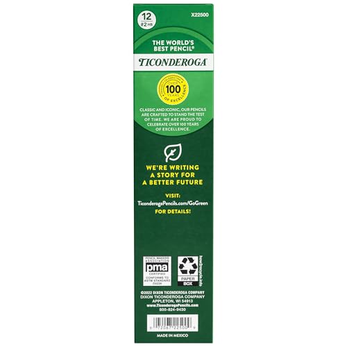 Ticonderoga Tri-Conderoga Triangular Pencils, Wood-Cased #2, Sharpener, Soft Touch Comfort Barrel, Black, 12-Pack (22500)