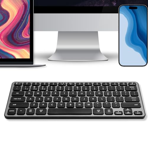 Macally Wireless Bluetooth Keyboard for Mac - Premium Multi Device Connectivity - Compatible Apple Keyboard for MacBook Pro/Air, iMac, Mac mini, iPad, Laptop, and PC - color: Space Gray