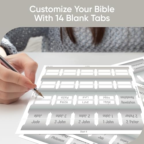 EssexWares - Silver Mist Bible Tabs for Old and New Testament, 80 Large Print Tabs for Bible Study, Water-Resistant and Durable Index Tabs for Women and Men - 1.7" Wide - color: Silver Mist