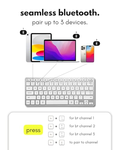 Macally Wireless Bluetooth Keyboard for Mac - Premium Multi Device Connectivity - Compatible Apple Keyboard for MacBook Pro/Air, iMac, Mac mini, iPad, Laptop, and PC - color: Silver