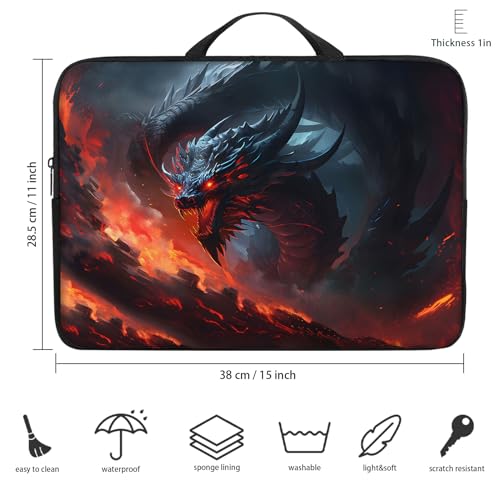 Laptop Sleeve Bag with Handle Computer Protective Soft Cover Case for 14 Inch 13 Inch Laptop,Fire Dragon - color: Fire Dragon