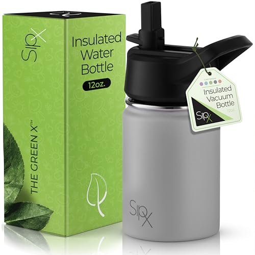 SIPX™ 12 oz Insulated Water Bottle with Straw Lid – Leakproof Stainless Steel, BPA-Free, Easy to Carry – Perfect for School, Camp, Sports & Travel –Gray - color: Gray