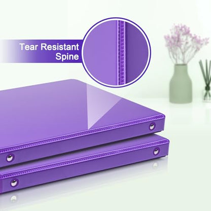 COMIX 3 Ring Binder 1/2 inch with Clear View Cover, 0.5" View Binder Holds 100 Sheets of US Letter Size Paper, 6 Pack (Purple) - color: Purple, size: 0.5 inch, style: 6-Pack