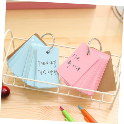 Homoyoyo 5pcs Portable Loose-Leaf Flash Cards with Binder Rings Blank Index Note Cards for Studying DIY Memory for Home and School