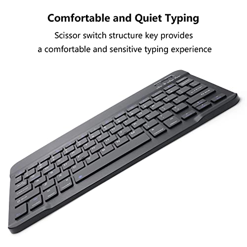 Rechargeable Bluetooth Keyboard and Mouse Combo for iPad, Ultra-Slim Portable Wireless Mouse Keyboard for iPad Pro Air Mini iPhone Samsung Tablet Cell Phone Android, iPadOS/iOS 13 and Above (Black) - color: Black