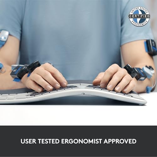 Logitech Ergo K860 Wireless Ergonomic Keyboard - Split Keyboard, Wrist Rest, Natural Typing, Stain-Resistant Fabric, Bluetooth and USB Connectivity, Compatible with Windows/Mac, Black