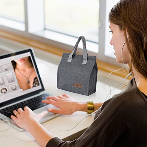 2pcs Grey Lunch Bag Insulated, Lunch Box Bag, Reusable Lunch Tote Bag | small lunch tote,tasty food lunch bag,small cooler bag,Lunch Box Container Bag Insulated for Women, Men, Work, Office, Travel - color: Gray