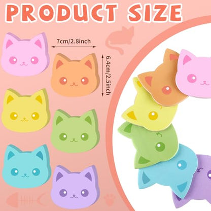 Yinder 24 Pads Cute Sticky Notes Fun Kawaii Cat Sticky Notes Pads Bulk Cartoon Memo Self Adhesive Gift for Valentines Veterinary Office School Tab Party Supplies - style: Novelty Cat