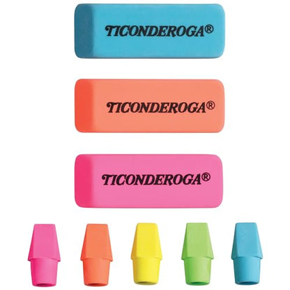 Ticonderoga Dixon Office & School Eraser Combination Set, 15 Eraser Multi-Pack, Multicolored (38931)