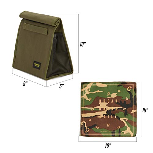 2nd Childhood Insulated Lunch Bag for Men, Durable & Reusable, Green | Slim lunch bag with carry handle, two mesh side pockets and a back slip pocket; insulated liner keeps food cool - color: Green