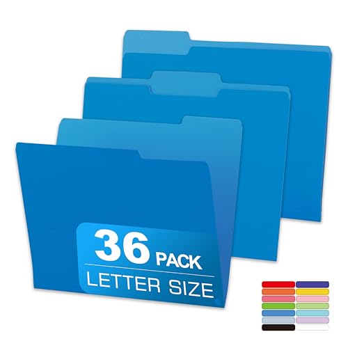 36 Packs Colored File Folders,Blue File Folders,Two Tone Color File Folder 8.5 x 11 Inch,1/3 Cut Tabs Letter Size,Manila File Folders for Office,School and Home,Organization - color: Blue, style: 36 Packs