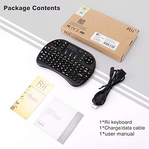 (Upgraded)Rii 2.4GHz Mini Wireless Keyboard with Touchpad,QWERTY,LED Backlit,Portable Keyboard for laptop/PC/Tablets/Windows/Mac/TV/Xbox/PS3/Raspberry Pi .(i8+ Black) - color: Black