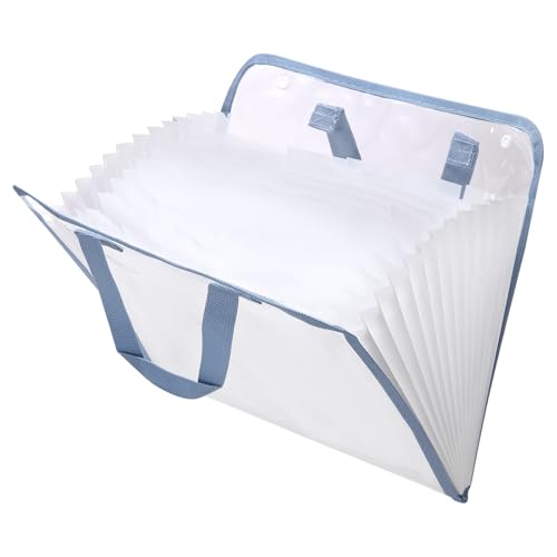 uxcell 13 Pockets Accordion File Organizer, Expanding File Folder Portable Accordion Document Bag with Classified Index Stickers for Office Worker, Blue (Horizontal) - color: Blue