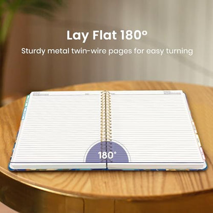 Large Spiral Lined Notebook for Work with Dividers & Tabs, 8.5"x11" Hardcover 5 Subject Notebook, College Ruled, 280 Pages, Stained Ship - color: G - Stained Ship