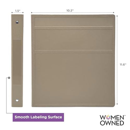 Carstens 1-Inch Heavy Duty 3-Ring Binder - Side Opening, Sand, Durable Plastic, Precision No-Gap Rings, Waterproof Cover, No Pockets, Holds 125 US Letter Sheets, BPA-Free, Made in USA (8717-3R) - color: Taupe, size: Individual