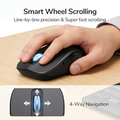 Wireless Keyboard Mouse Combo, Scissor-Switch Keys, 2-in-1 USB Receiver and Two Bluetooth, Multi Device Silent Design for Computer, Laptop, MacBook and iPad (Graphite) - color: Graphite