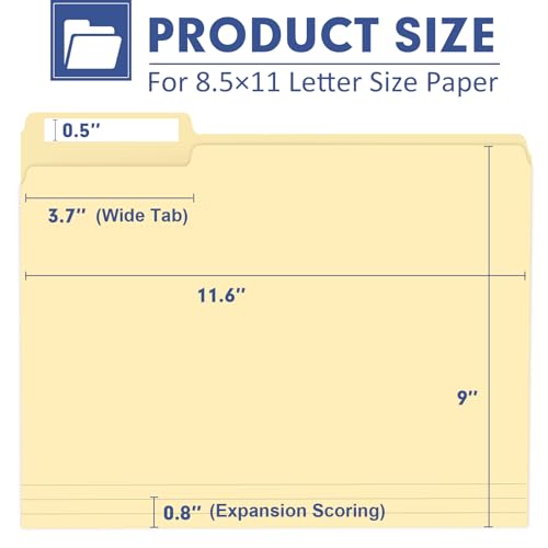 File Folder, PANDRI 120 Pack File Folder, 1/3 Cut Tab, Letter Size, Filing Folder for Office School Business, Manila - color: Manila