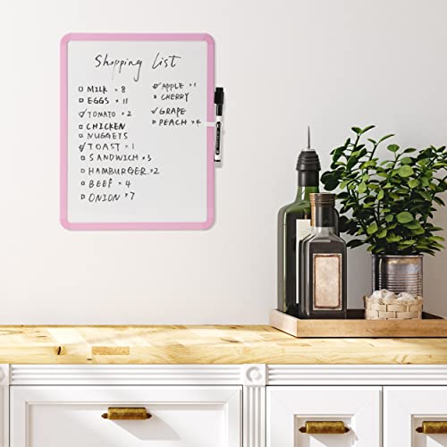 Mr. Pen- Dry Erase Board, 14” x 11” with a Black Dry Erase Marker | Pink Frame, Small Mini White Board for Students, Fridge, Wall, Locker, Includes Double Sided Tapes - color: Pink