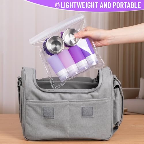 MICEBAY 8-Pack Salad Dressing Container To Go, 2-oz Silicone Small Condiment Squeeze Bottles and 1.6 oz Stainless Steel Sauce Containers Cups, Leakproof Condiment Containers with Lids for Lunch Box - color: Purple, size: 2-oz