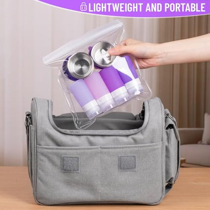 MICEBAY 8-Pack Salad Dressing Container To Go, 2-oz Silicone Small Condiment Squeeze Bottles and 1.6 oz Stainless Steel Sauce Containers Cups, Leakproof Condiment Containers with Lids for Lunch Box - color: Purple, size: 2-oz