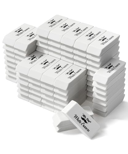 Mr. Pen- White Pencil Eraser Bulk, 100 Pack | Large Latex Free Block Erasers Bulk for School, Office, Art Sketching, Homework, Exams, Clean Smudge-Free Correction - color: White, size: 100 Pack