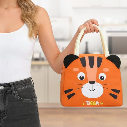 Lunch Bags Tote Cooler Bag Insulated Reusable Lunch Tote Bags Cartoon Portable Lunch Box Bag for Work Office Picnic Beach (Tiger) - color: Tiger