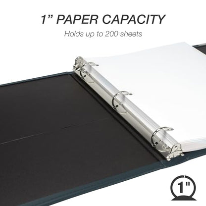 Samsill Classic Collection 3 Ring Leather Binder, Executive Presentation Portfolio, 1 Inch (Holds 100 Sheets), Silver Round Ring, Navy - color: Navy, size: 1 Inch, style: Classic