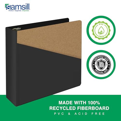 Samsill 3 Inch Document Storage Binder, 100% Recycled Chipboard, Round Ring, 3 Ring Binder, Black - color: Black, size: 3 Inch, style: Single
