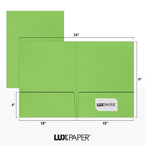 LUXPaper 9" x 12" Presentation Folders | Two Pocket | Limelight Green | 100lb. Cover | 10 Qty - color: Limelight