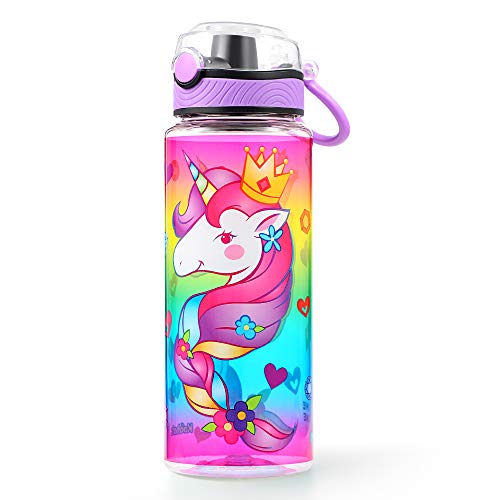 Cute Water Bottle for School Kids Girls, BPA FREE Tritan & Leak Proof & Easy Clean & Carry Handle, 23oz/ 680ml - Unicorn - color: Unicorn
