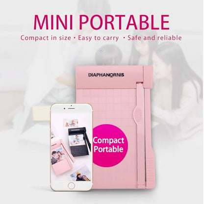 Mini Paper Trimmer, Guillotine Compact Paper Cutter, 1/4-Inch Grid for Precision Cutting, Straight Cuts Up to 3 Sheets, Perfect for Photos,Coupons,Card Making and Small Craft Projects (Pink) - color: Pink