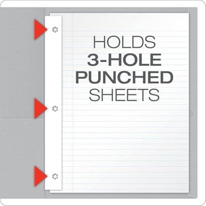 Oxford Two-Pocket Folders w/Fasteners, Gray, Letter Size, 25 per Box (57705) - color: Gray, size: 25 Count