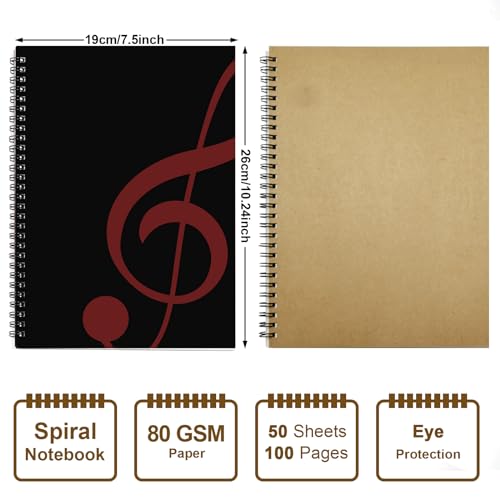 MAXCURY Blank Sheet Music Composition Manuscript Staff Paper Art Music Notebook Black 100 Pages 26x19cm (Black/Fuchsia) - color: Black/Fuchsia
